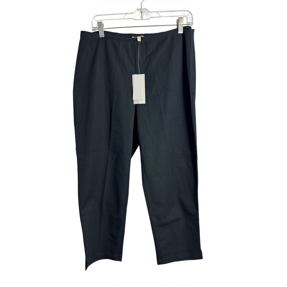 NWT Eileen Fisher Side Zip Slim Ankle Pant Black Size Petite Large